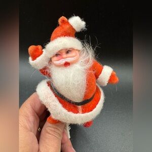 Vintage Christmas Flocked Santa Claus Pick or Ornament API Thailand